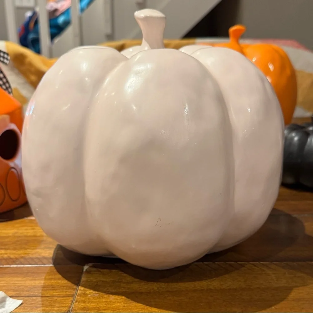 Rae Dunn XL Pink Hello Fall Pumpkin Ceramic Pumpkin Decor